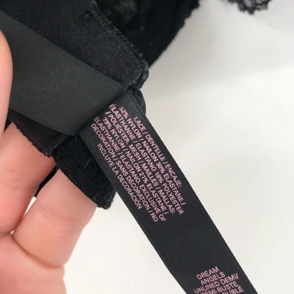 VICTORIA'S SECRET Dream Angels Unlined Demi Bra 34D Black Lace Sheer Sexy Bra - Picture 10 of 11